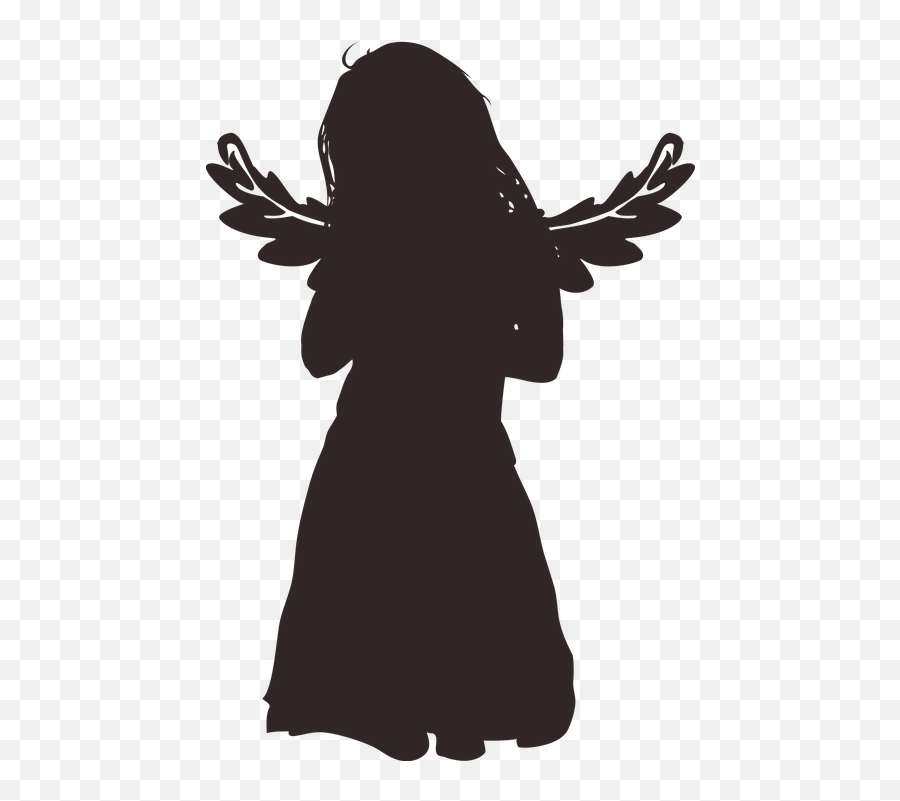 Silhouette Little Girl - Little Girl Silhouette With Angel Wings Png,Angel Silhouette Png