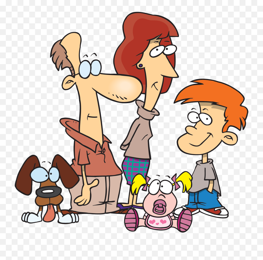Transparent Family Of 6 - Mother And Father And Son Cartoon Png,Family Clipart Png
