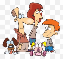 Transparent Family Of 6 - Mother And Father And Son Cartoon Png,Family Clipart Png