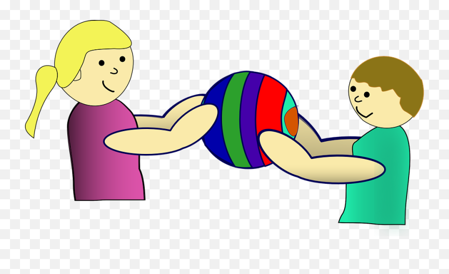 Nlyl Children Sharing A Ball Clip Art - Vector Sharing Drawing For Kids Png,Children Playing Png