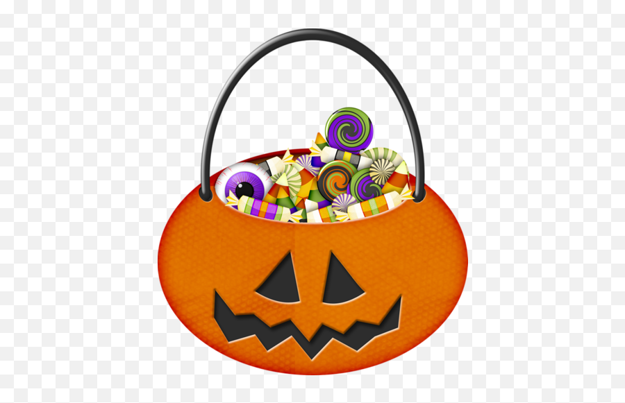 Pumpkin With Candy Png 1 Image - Halloween Bucket Clipart,Halloween Candy Png
