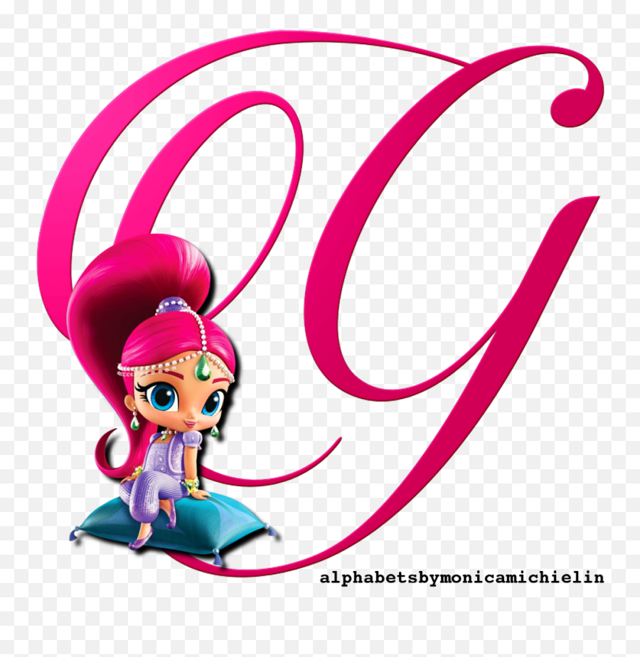 Monica Michielin Alfabetos Pink Shimmer Shine Doll Cartoon - Shimmer And Shine Alphabet Png,Shimmer And Shine Png