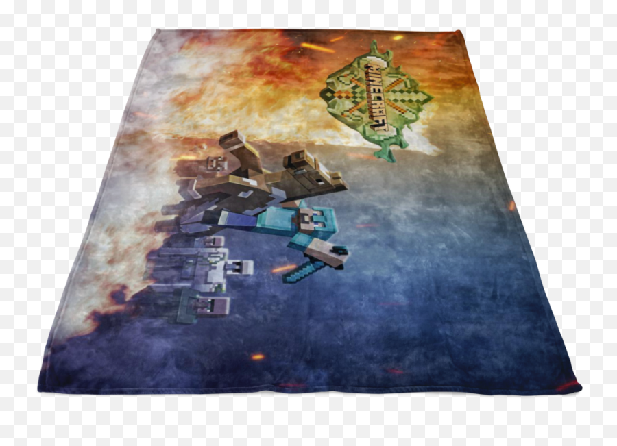 Minecraft Fleece Blanket Steve Diamond Sword Champions Colorful - Painting Png,Diamond Sword Png
