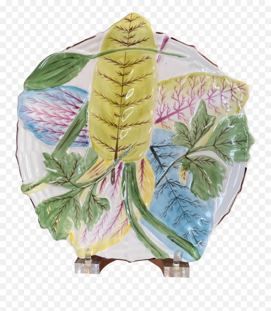 Vintage Mottahedeh Chelsea Tobacco Leaf Plate - Laceleaf Png,Tobacco Leaf Png