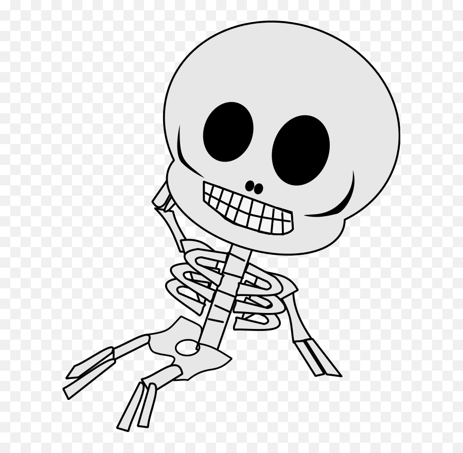 Vector Drawing Of Reclining Skeleton Free Svg - Cartoon Skeleton Png,Cartoon Skull Png