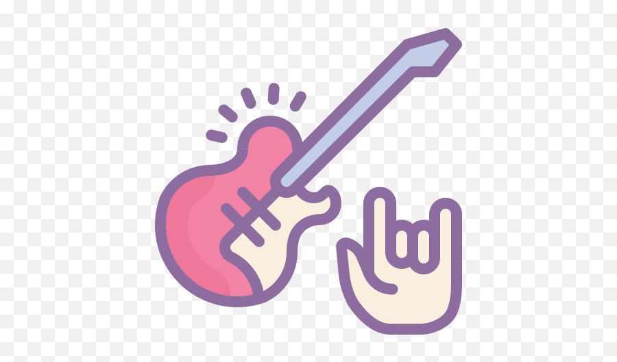 Rock Music Icon In Cute Color Style Png Flat