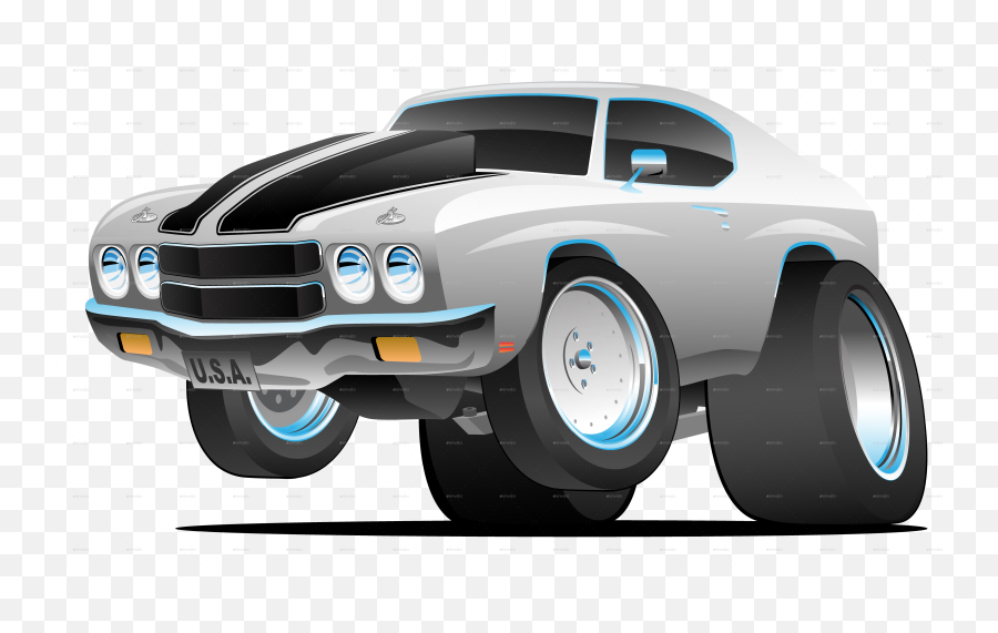 Classic Seventies Style American Muscle Car Cartoon - American Muscle Car Cartoon Png,Classic Cars Png