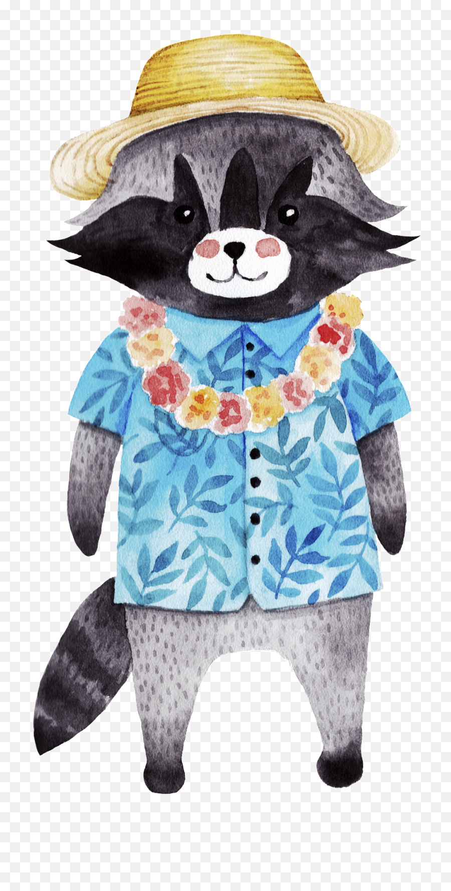 Download Hawaiian Style Raccoon Png Transparent - Watercolor Illustration,Raccoon Png