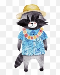 Download Hawaiian Style Raccoon Png Transparent - Watercolor Illustration,Raccoon Png