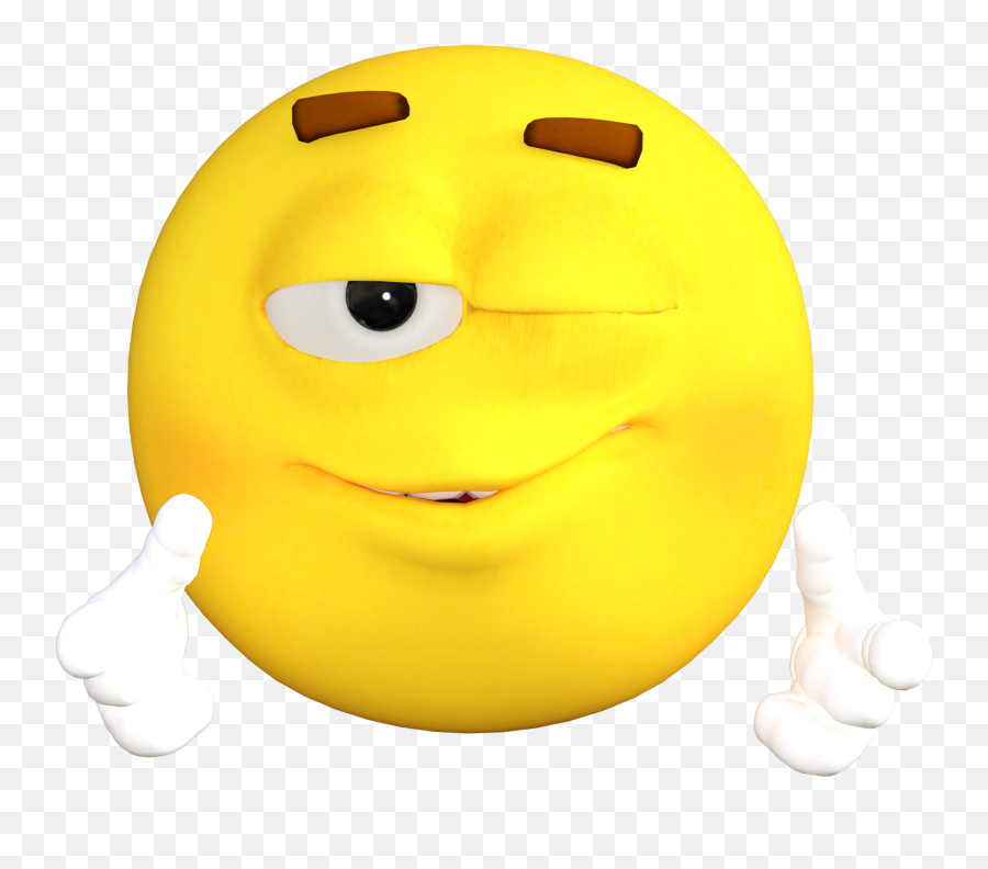 Wink Yellow Emoji With White Hands Free Image - He Can T Take A Joke Png,Wink Png