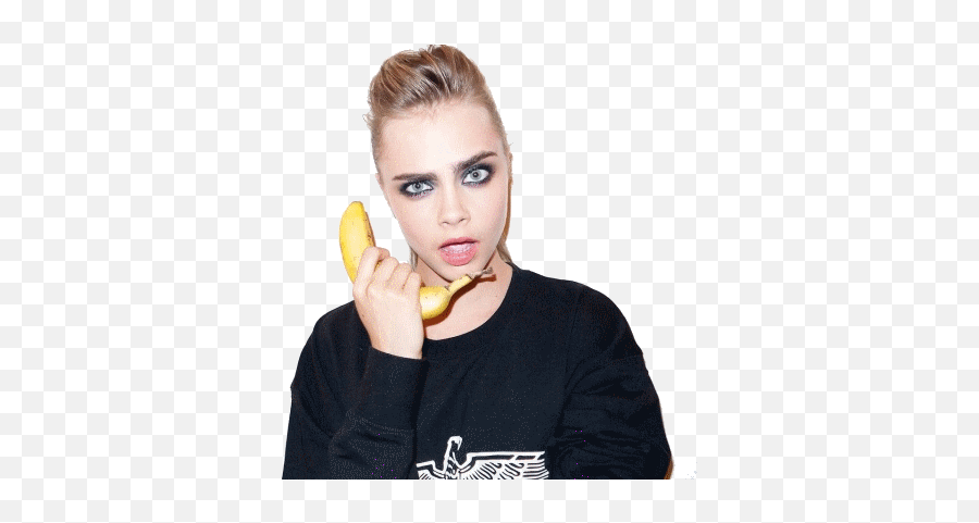 Model Cara Delevingne Png Clipart - Woman Holding Banana Png,Cara Delevingne Png