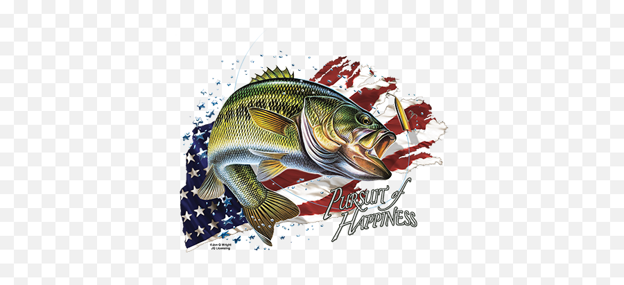 T - Shirt Bass With Us Flag Solartrans Largemouth Bass With American Flag Png,American Flag Transparent Background