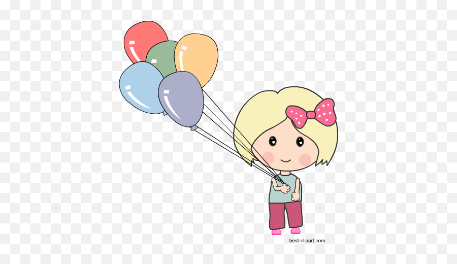 Download Hd Cute Girl Holding Colorful Balloons - Boy With Girl Balloon Cartoon Art Png,Balloons Clipart Transparent