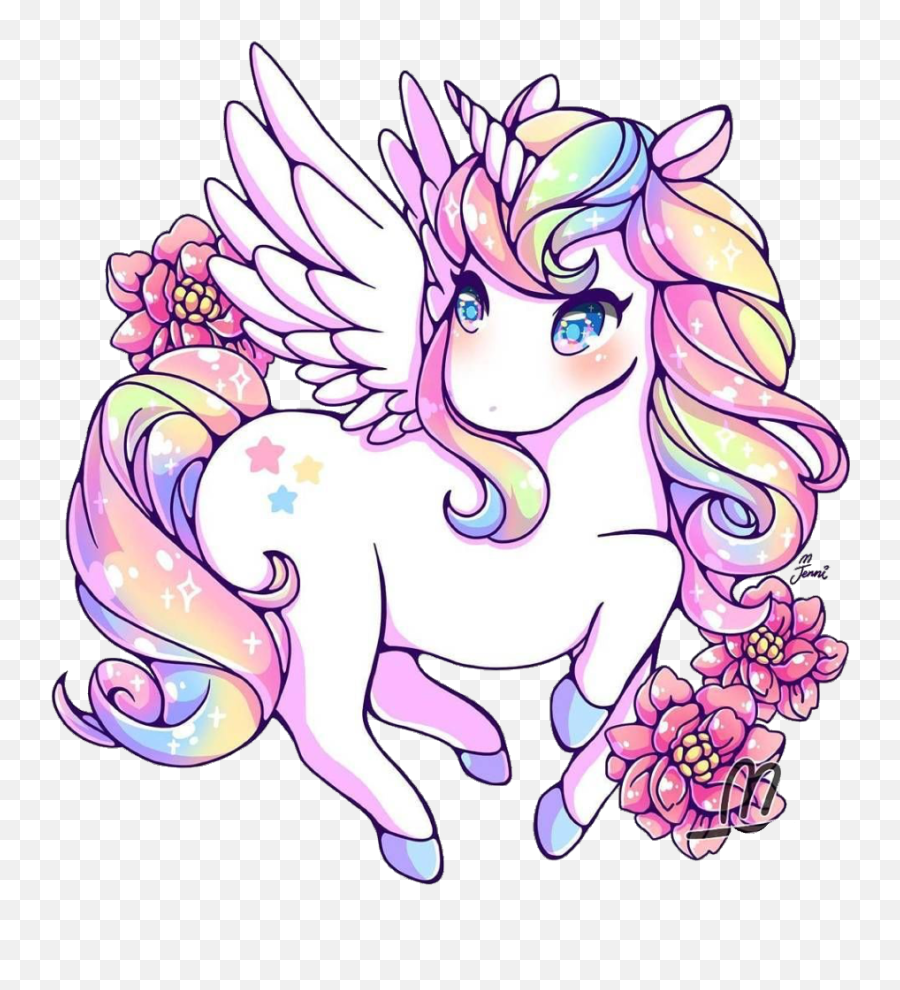Download Unicorn Rainbow Rainbowunicorn Kawaii Cute - Rainbow Cartoon Kawaii Unicorn Png,Cartoon Rainbow Png