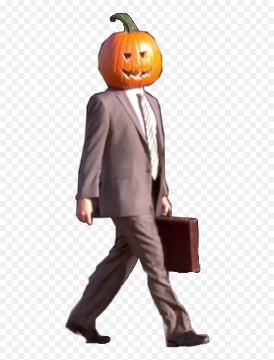 Dwightschrute Theoffice Dwight Sticker - Man In Suit With Pumpkin Head Png,Dwight Schrute Transparent