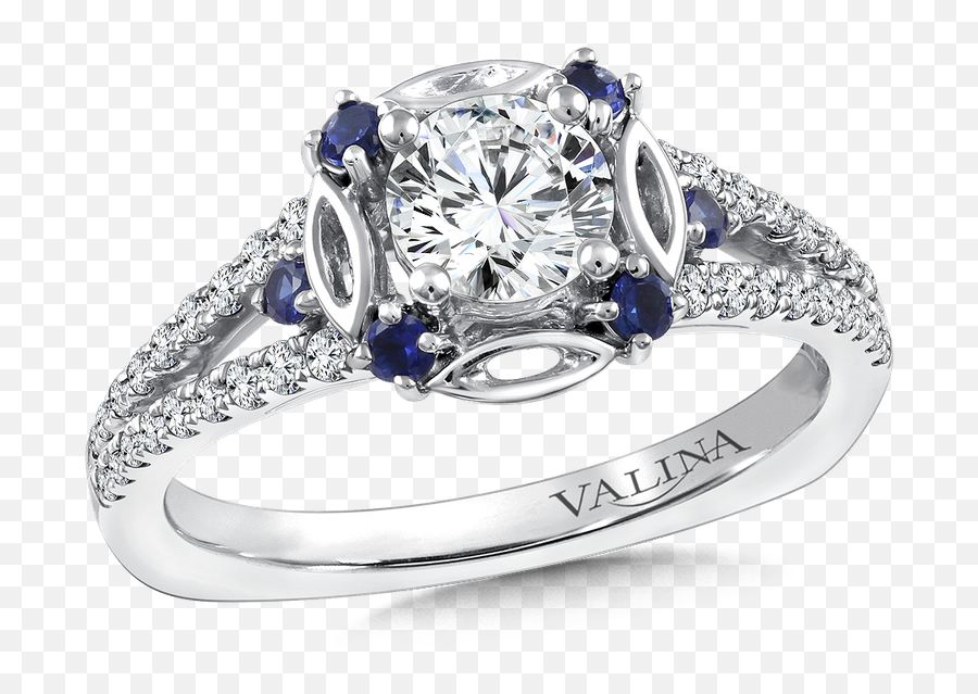 Valina Diamond And Blue Sapphire Halo Engagement Ring - Diamond And Blue Sapphire Engagement Ring Png,Sapphire Png