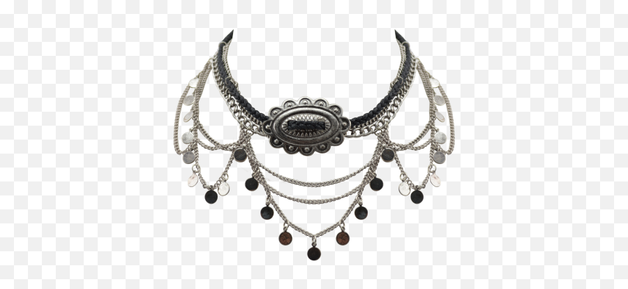 Tribal Choker Black And Silver Color - Necklace Png,Choker Png