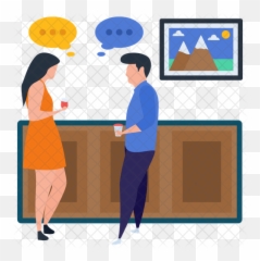 Couple Talking Icon Of Flat Style - Cartoon Png