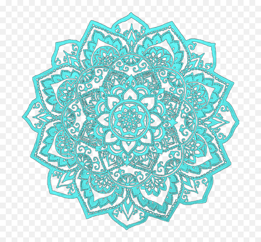 Ftestickers Pattern Lace Teal Blue - Mandala Transparent Mandala Icon Pfp Overlay Overlays Png,Mandala Transparent Background