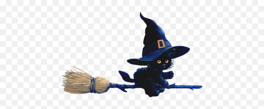 Halloween Graphics - Witch Cat On Broom Png,Halloween Cat Png