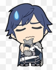 Fire Emoji Transparent Png - Thinking Chrom Emoji Fire Emblem Line Stickers