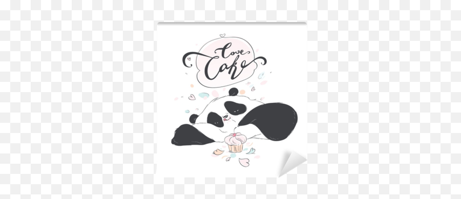 Doodle Panda Cute Cartoon Happy Birthday Cake For Decoration Design Funny Sweet Vector Bear With Food Icon Wall Mural U2022 Pixers - We Live To Change Dot Png,Cute Panda Icon