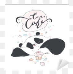 Doodle Panda Cute Cartoon Happy Birthday Cake For Decoration Design Funny Sweet Vector Bear With Food Icon Wall Mural U2022 Pixers - We Live To Change Dot Png,Cute Panda Icon