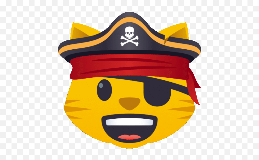 Cat Face With Pirate Hat Joypixels Sticker - Cat Face With Pirate Cat Emoji Png,Pirate Hat Icon