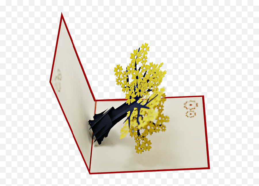 Yellow Cherry Blossom Tree 3d Card - Illustration Png,Cherry Blossom Tree Png