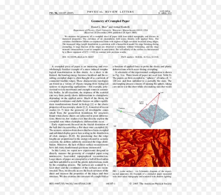 Pdf Geometry Of Crumpled Paper Arshad Kudrolli - Academiaedu Discovery Of Achilles On Skyros Png,Crumpled Paper Png
