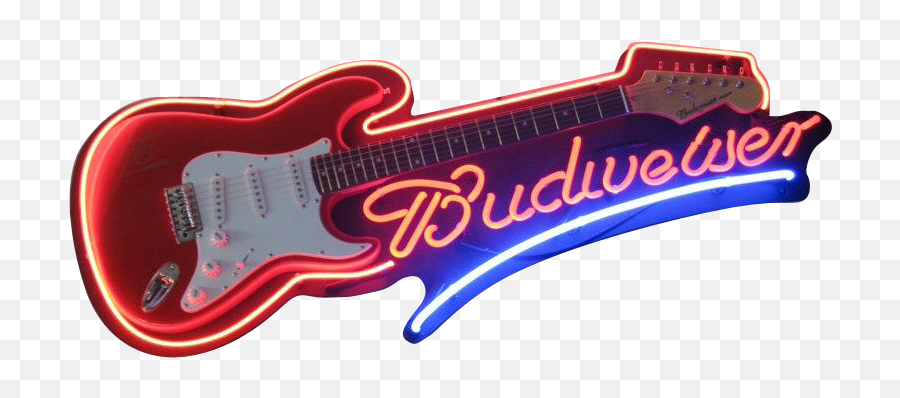 Budweiser Guitar Neon Sign - Neon Sign Png,Neon Sign Png