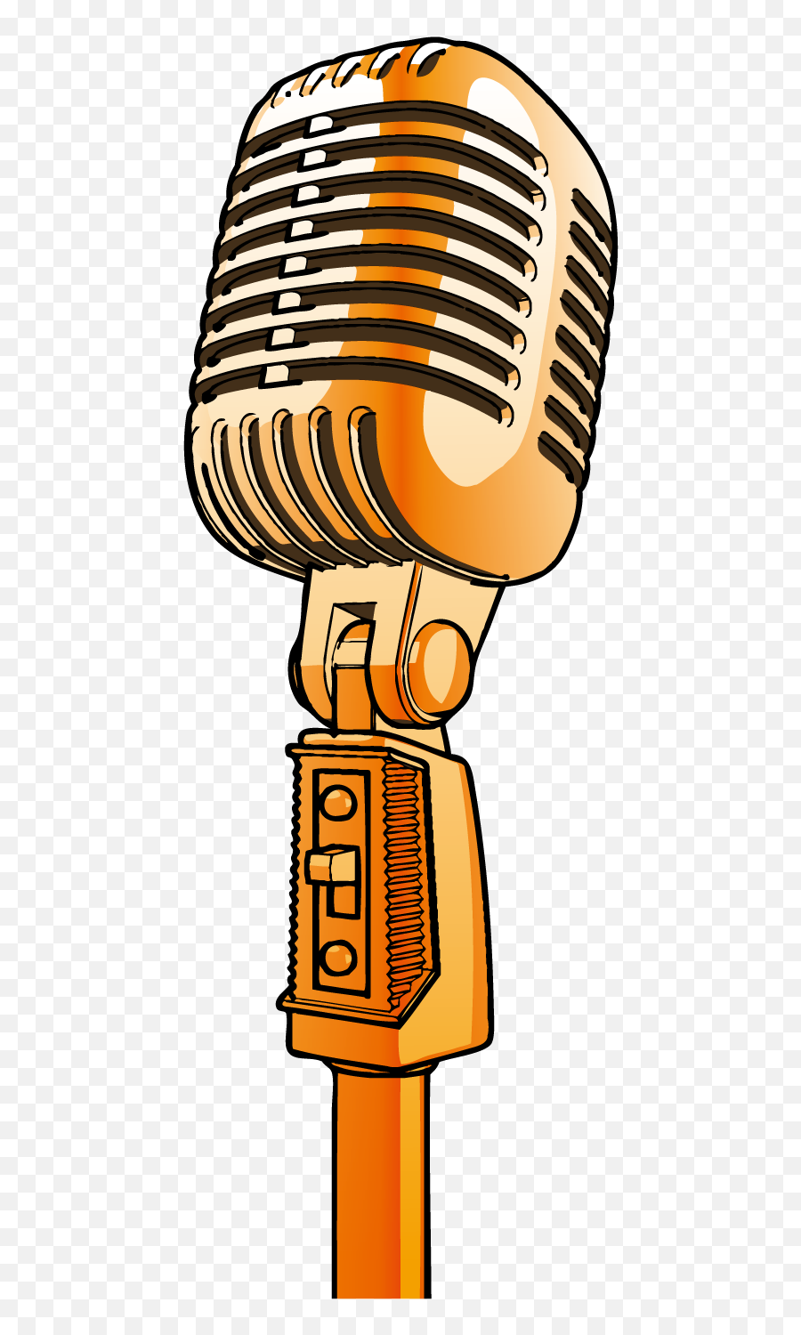 Gold Drawing Microphone - Microphone Drawing Png,Gold Microphone Png