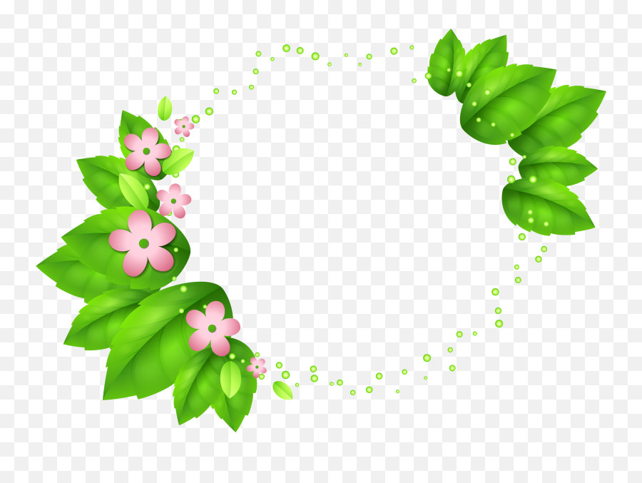 Free Green Flowers Png Download - Circle Green Leaf Border,Green Flower Png