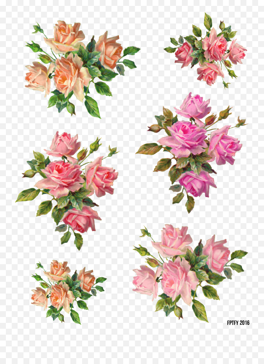 Vintage Flower Clipart Wonderful - Vintage Flower Pattern Transparent Png,Vintage Rose Png
