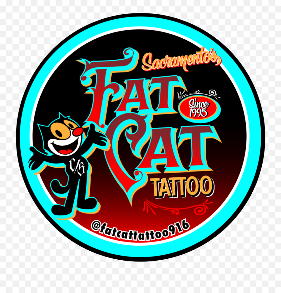 Fat Cat Tattoo Piercing Shop Sacramento Ca - Dot Png,Flash Logo Tattoo