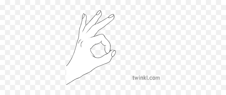 Okay Hand Sign Black And White Ilustración - Twinkl Sketch Png,Ok Hand Sign Png