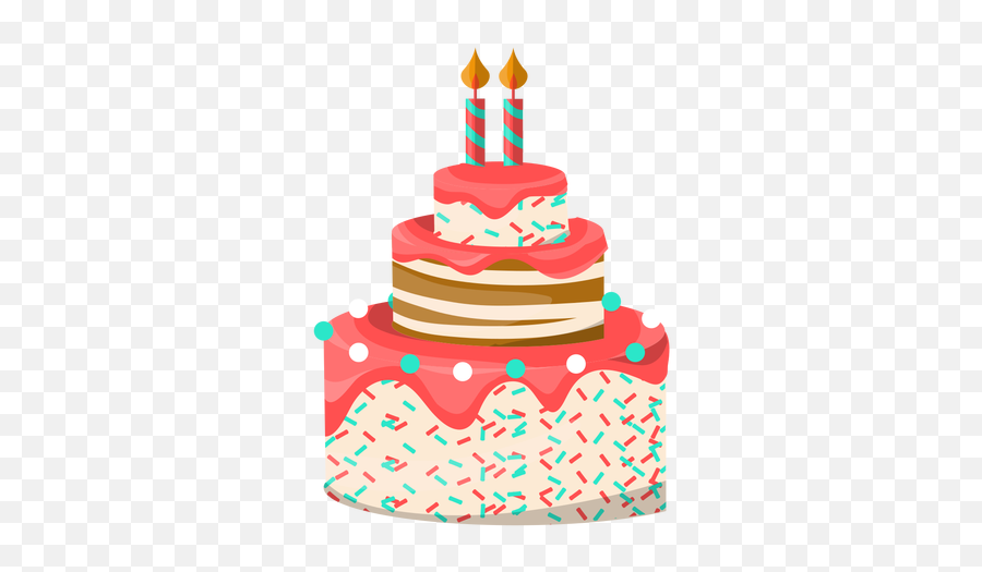 Ilustración De Pastel Cumpleaños Dos Velas - Descargar Birthday Cake Illustration Png,Pasteles Png