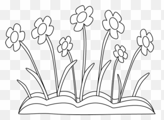 Clip Library Collection Of Flower Bed - Spring Flowers Black And White Clipart png