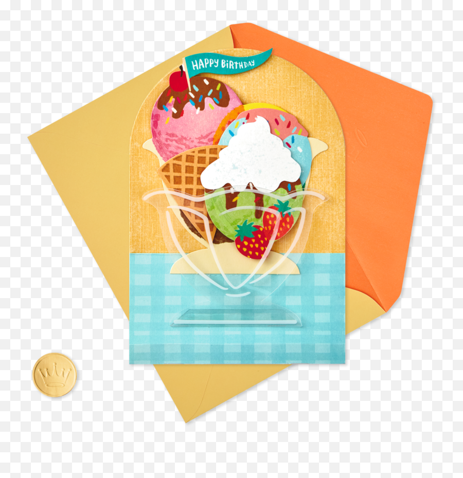 Download Hd Ice Cream Sundae Pop Up Birthday Card - Gelato Gelato Png,Gelato Png