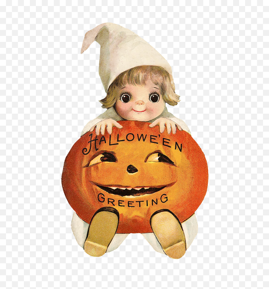 Scared Mouth Png - Cute Child With Pumpkin Head Halloween Vintage Halloween Pumpkin,Halloween Clipart Transparent
