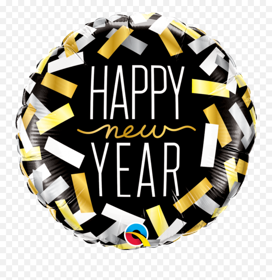 Foil Round New Year Confetti Strips Balloon Qualatex - Png Balloon Happy New Year,Silver Confetti Png