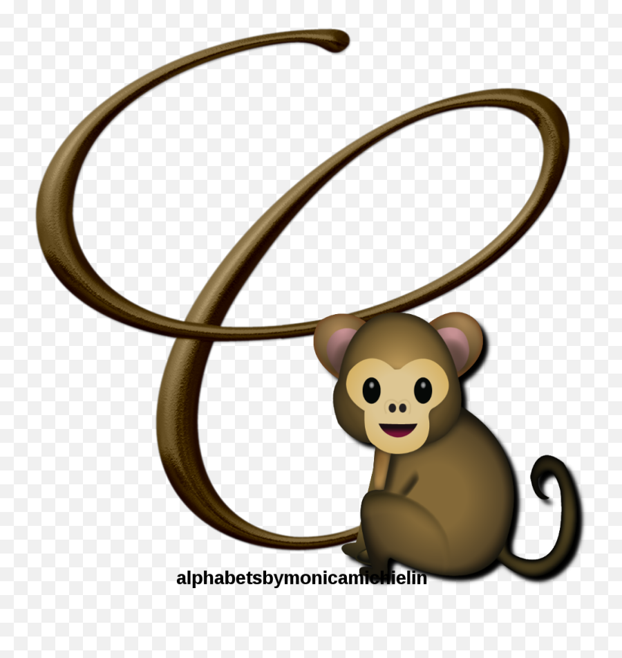 Alphabets By Monica Michielin Brown Monkey Emoticon Emoji - Emoji Planet Der Affen Png,Monkey Emoji Png
