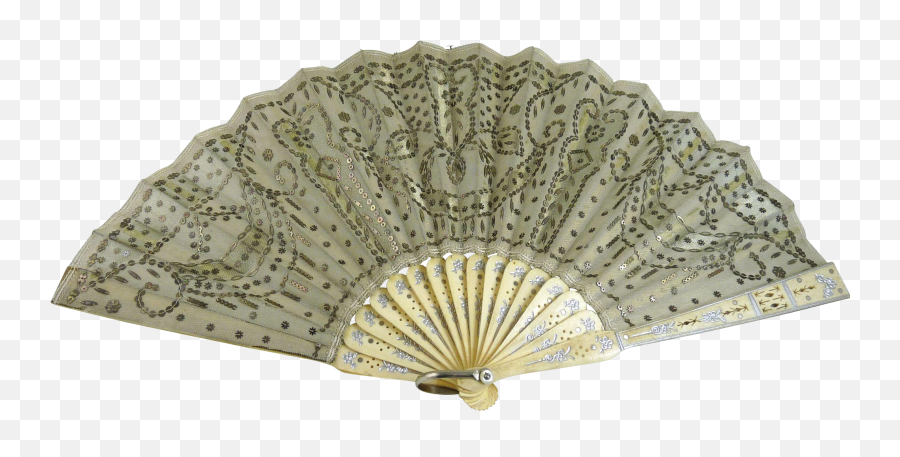 Download Hd Antique Victorian Hand Fan Tulle And Sequins - Umbrella Png,Sequins Png