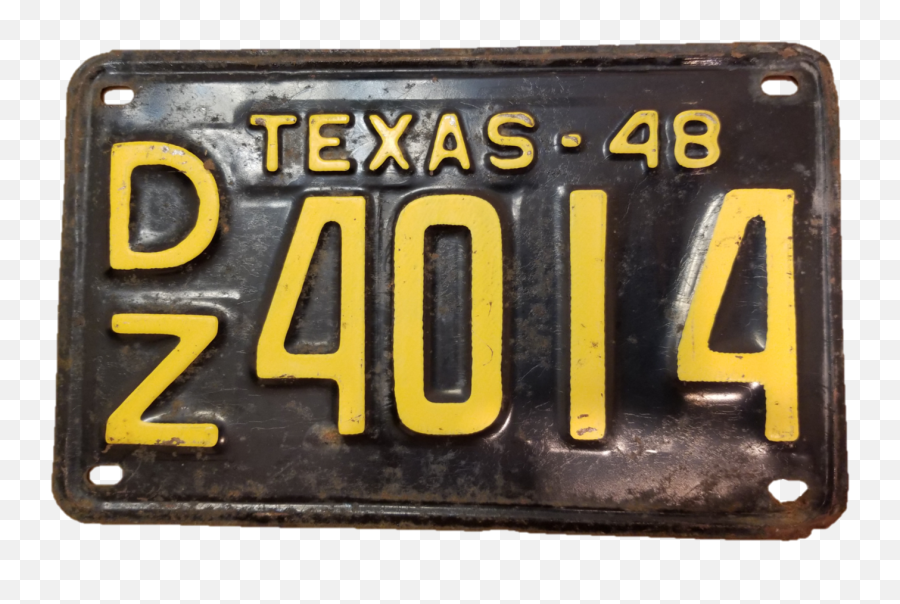 Texas 1948 License Plate - Number Png,License Plate Png