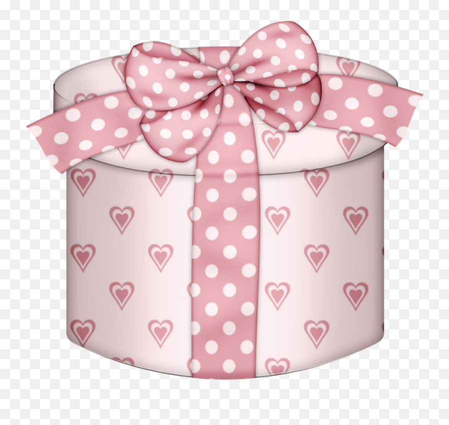 Open Christmas Present Box Png Pink Hearts Round Gift - Pink Pink Gift Box Clip Art,Open Box Png