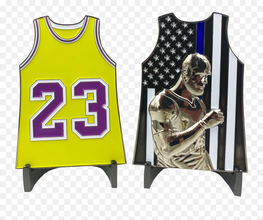 Cl3 - 07 Lebron James Los Angelas Lakers Inspired 23 Jersey Thin Blue Line Lapd La Challenge Coin Police Sleeveless Png,Lebron Png