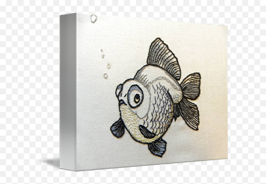 Black Goldfish Embroidery By T Hall - Goldfish Png,Goldfish Transparent