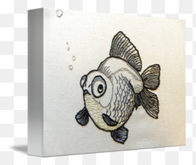 Black Goldfish Embroidery By T Hall - png