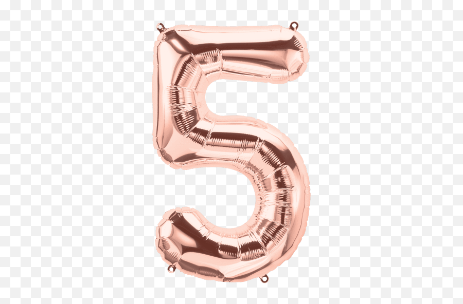 Numbers 0 To 9 Rose Gold Foil Balloon 16 In And 34 Each - Number 5 Rose Gold Balloon Png,Gold Numbers Png