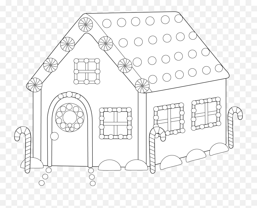 Gingerbread House Line Art Clipart To - Blank Gingerbread House Coloring Page Png,Gingerbread House Png